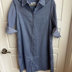 Perlavera Cotton Button Down Shirtdress Size Small